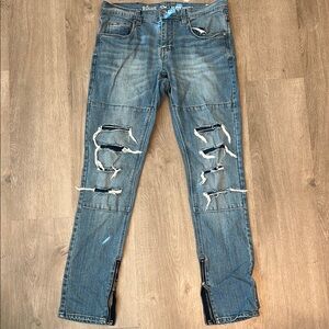 Rogue Blue Distressed Slim-Fit Jeans